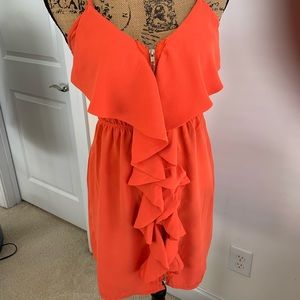 Alya orange ruffle front dress